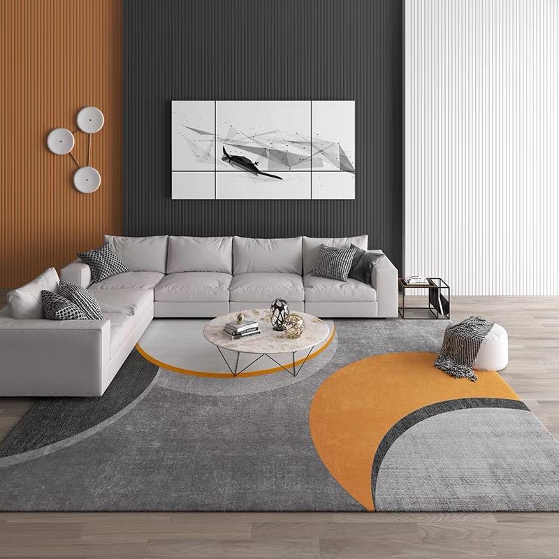 Light Luxury Crystal Velvet Carpet Orange Living Room Large Area Carpet Sofa Coffee Table Mat Home Bedroom Hallway Carpet