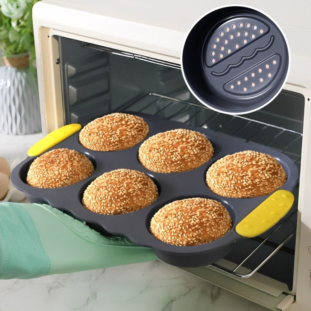 Non-stick Silicone Baking Pan Heat Resistant Burger Bun Maker Reusable Oven Baking Plate  Household