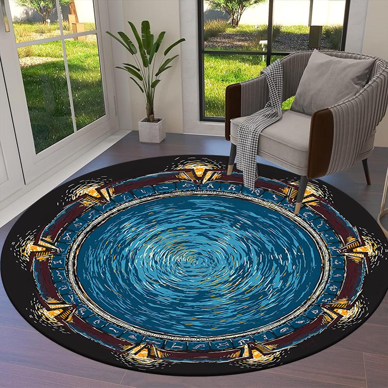 Alfombra Redonda para Zona de Cruce de Vórtice, Alfombra para Sala de Estar, Dormitorio, Sofá, Sala de Juegos, Decoración, Felpudo Antideslizante