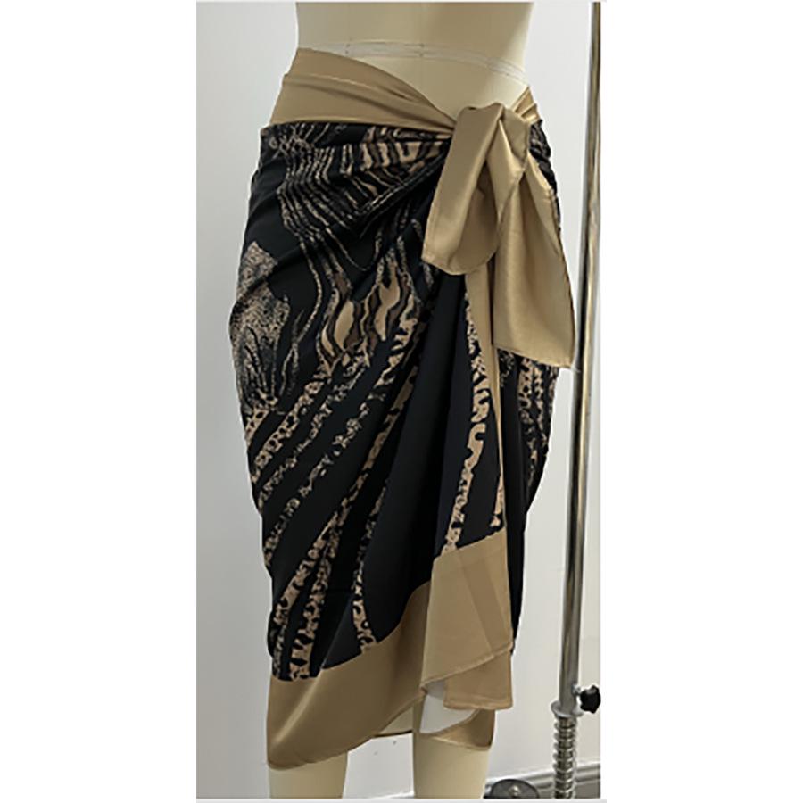 

Женское платье-миди с абстрактным принтом - Новая пляжная коллекция One Size кофейный