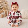Kids Christmas Long Sleeve Round Neck Top and Pants Set for Boys Girls, Cute Winter Warm Outfit