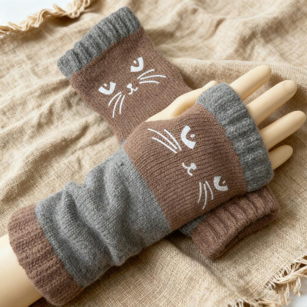 Fashionable Warm Patchwork Embroidered Gloves