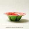 Ciotola per noodle in ceramica con design anguria dipinto a mano, colore sottosmalto e motivo a lumaca