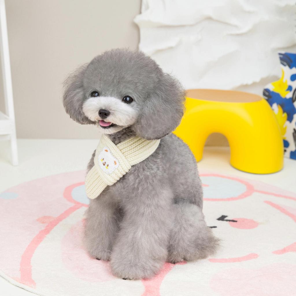 Festive Red Woolen Scarf for Pets: Celebrate Spring Festival with Joyful Puppy and Cat Neck Warmer