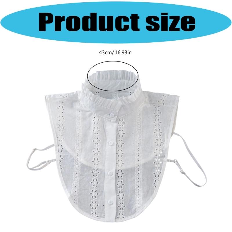 White Polyester Fashion Collar Insert Unique Patterns Lightweight Breathable Layering Piece