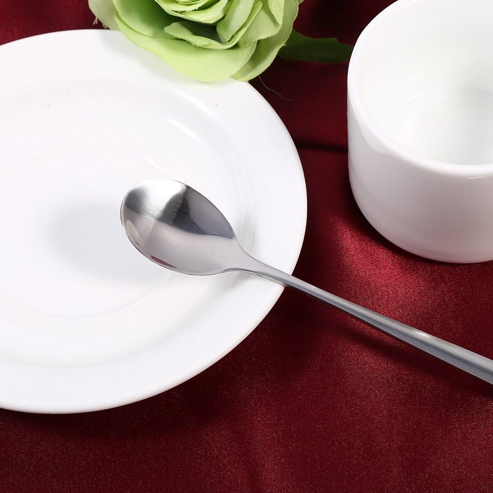 6 stk rustfritt stål stilig langhåndtak latte-is sundae kaffesuppeskje teskjeer Ny