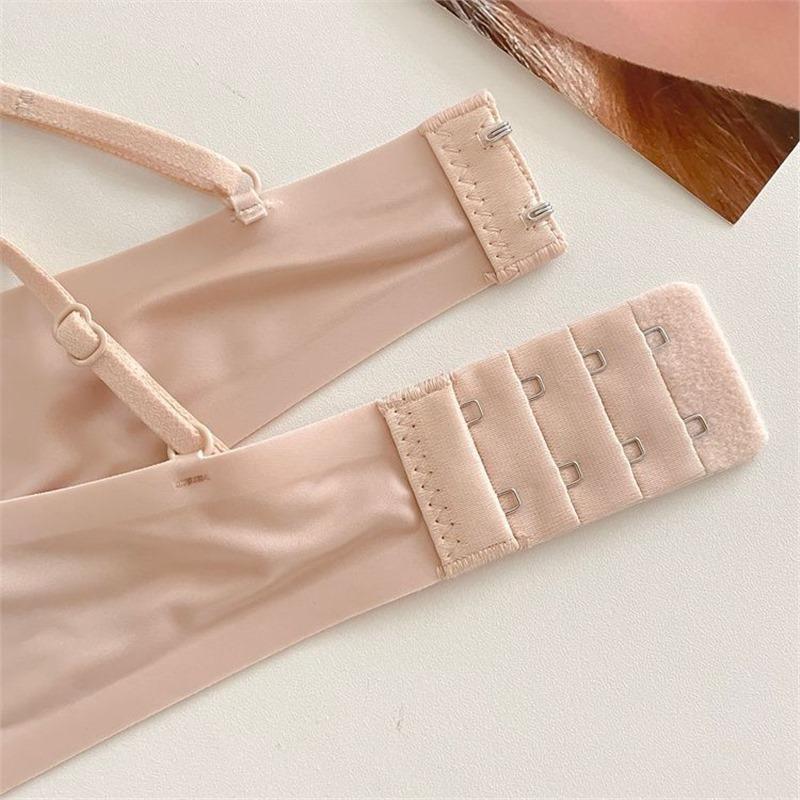 Douyin] Naked Seamless Glossy Underwear Light Luxury Mesh Stitching Triangular Cup Small Chest Gathering Girl Bra