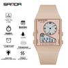 Sanda Lightweight Minimalist Sports Watch: Multi-functional Square Electronic Wristwatch for Men and Women