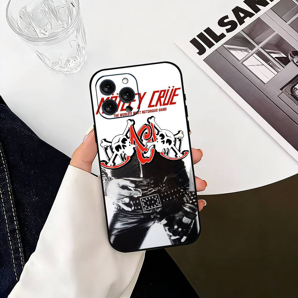 Retro Motley crue Phone Case For iPhone 17, 16,15,14,13,12,11 Plus,Pro Max, Others Soft Black Cover