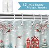 Christmas Claus Gnomes Shower Curtain Enchanted Woodland Elves Santa Snow Xmas Tree Christmas Party Decorations Waterprooffabric