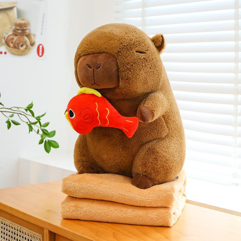 

Плюшевая игрушка Капибара-черепаха Игрушки Тост Капи Одеяло для кондиционирования воздуха Офис для девочек Подушка два в одном Автомобильный плед sitting height 40cm blanket 1 * 1.6m