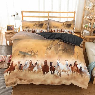 Wildpferde Bettbezug Weiches Tier Bettwäsche Set Queen Size Für Erwachsene Teenager Kinder Dekor Mikrofaser Western Cowboy Bettdeckenbezug