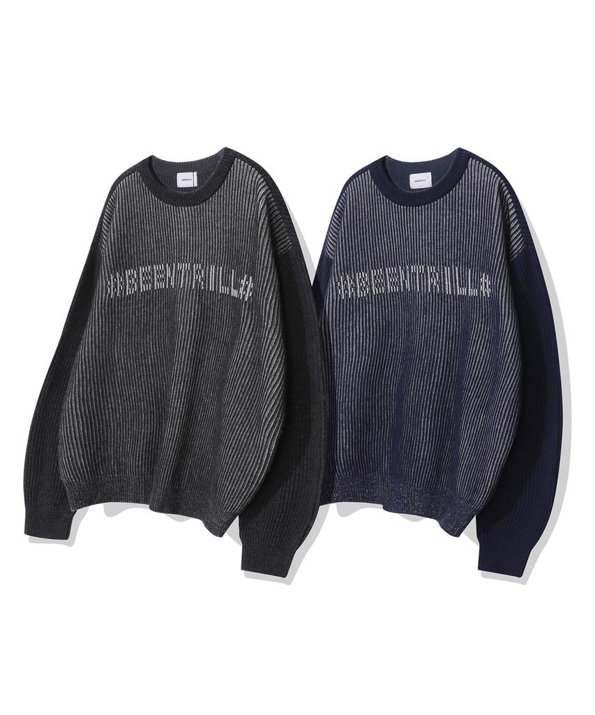 BEENTRILL Jacquard Logo Two-Tone Knit (Navy)