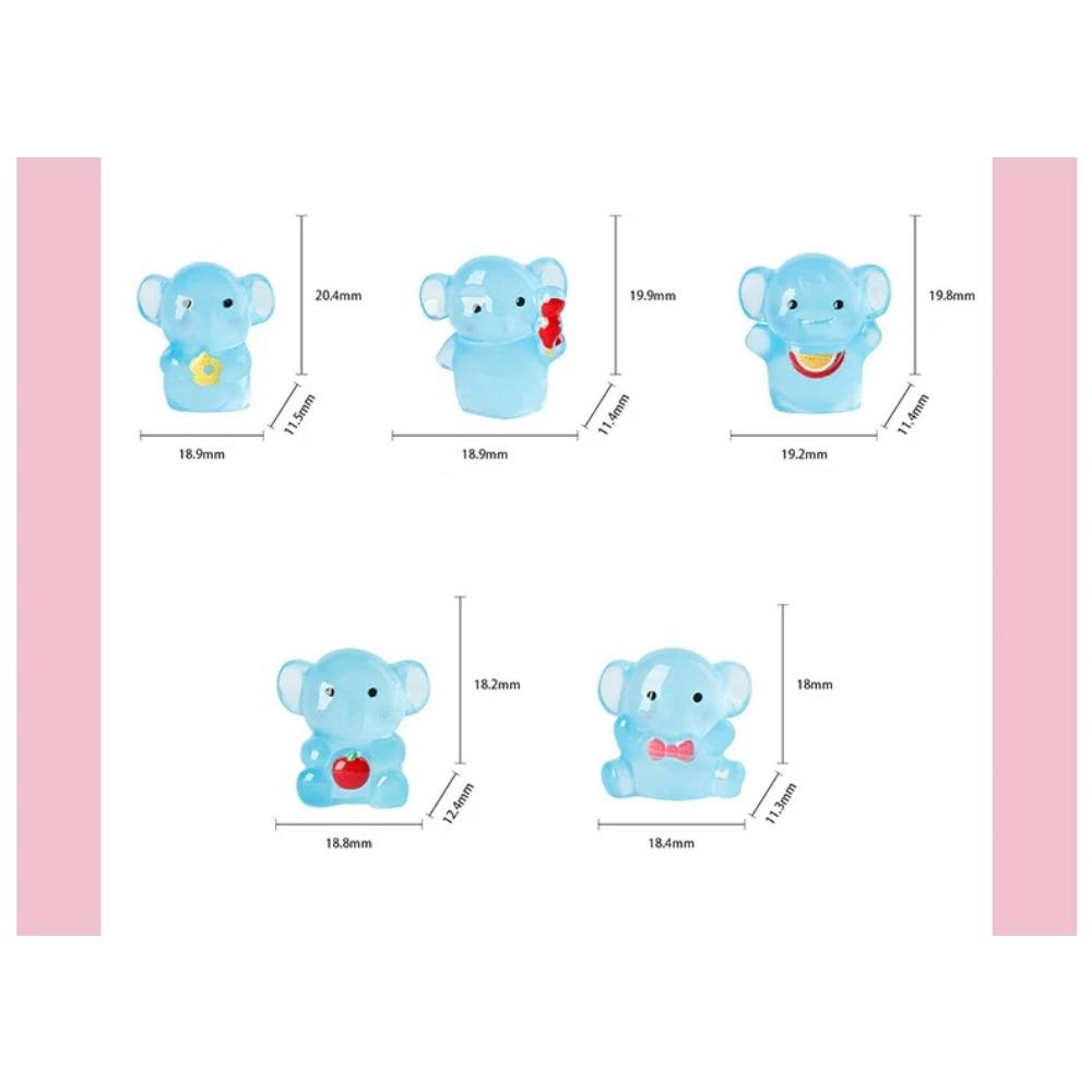 10 Pcs Glow-in-the-dark Cute Baby Elephant Resin Desktop Decorations Ornaments Diy Handmade Hairpin Keychain Accessories Toys