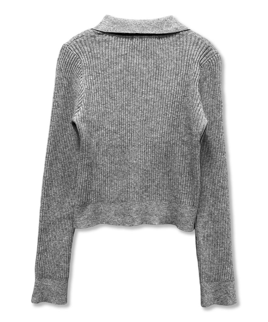 Damiswi Gothic Cross Embroidery Knit Zip-Up_Gray