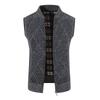 Pánský plusový sametový zahuštěný kardiganový svetr bez rukávů s výstřihem do V - Velká velikost, podzimní/zimní vesta pro středního věku a mladé pro běžné nošení