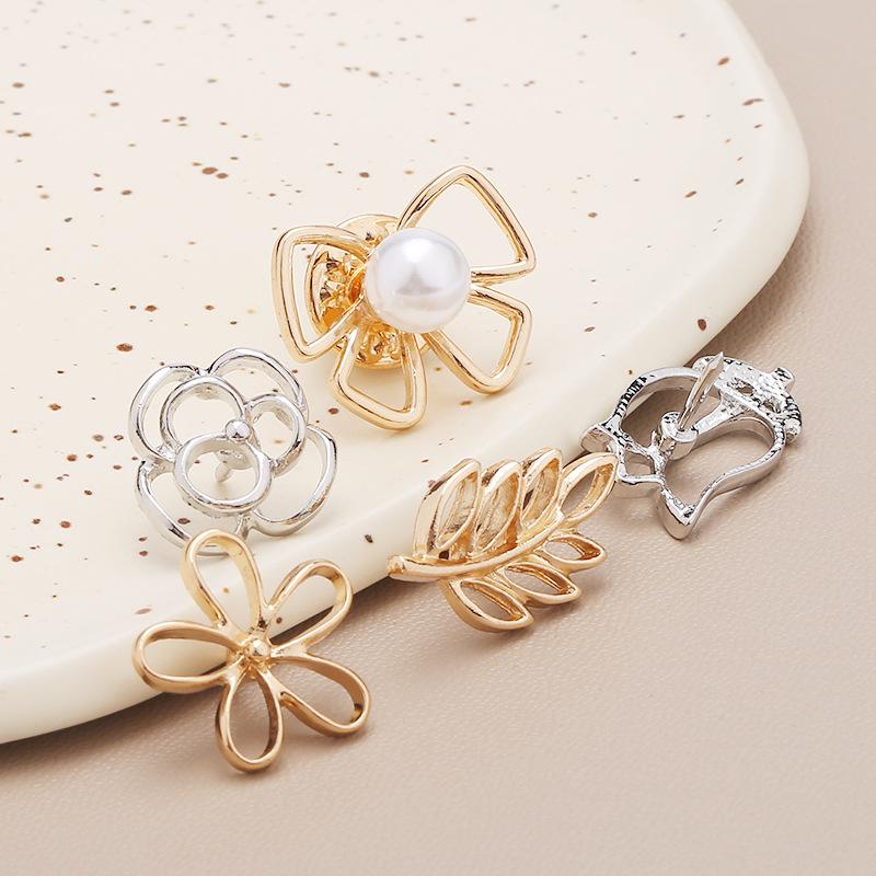 1pcs Cute Mini Brooch Pins Butterfly Flower Pearl Neckline Brooches Shirt Collar Lapel Pin Buckle Fixed Invisible Brooch Jewelry