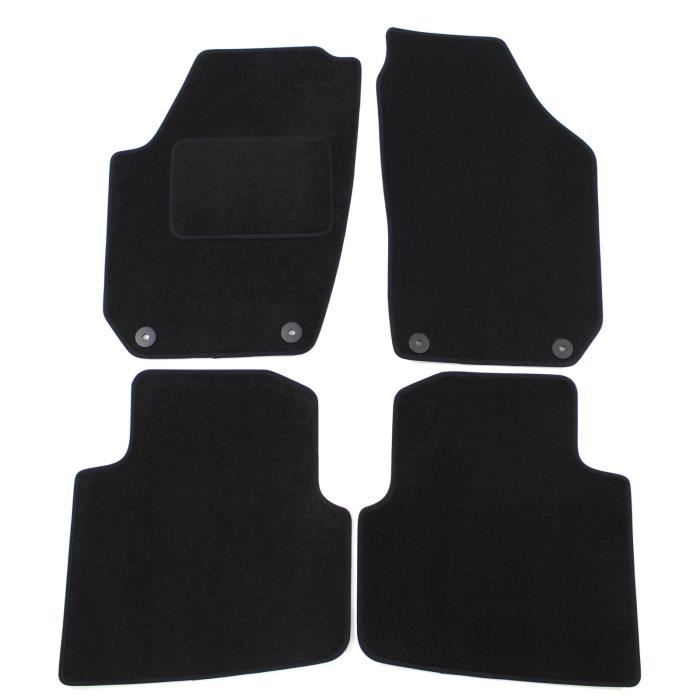 Tapis de sol - Skoda - Roomster - Velours noir - Ajustement précis - Renforcé pédale