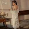 Sexy Women's Pajamas Deep V Plus Chest Pad Thermal Velvet Nightdress Hooded Robe Loungewear Set