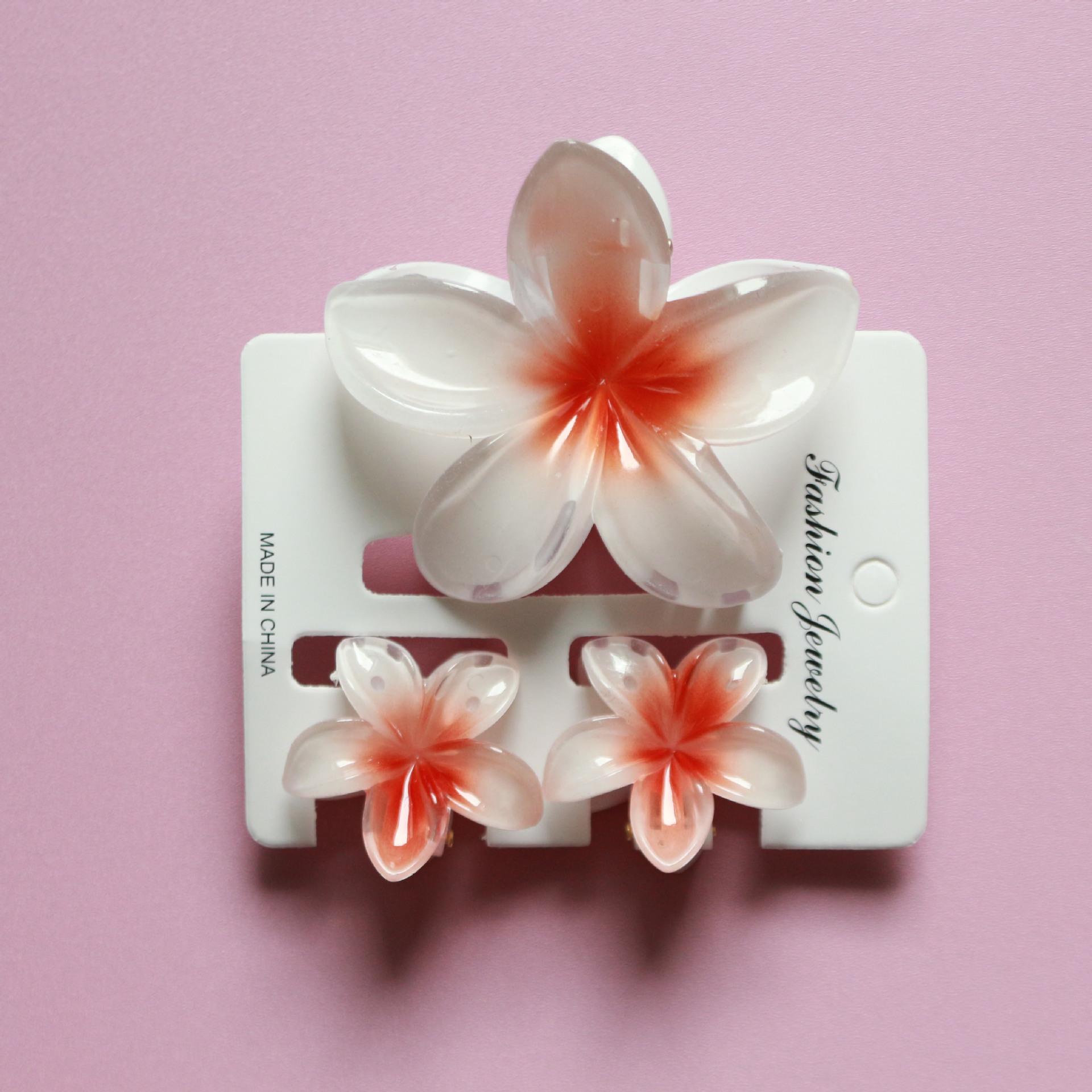 

Frangipani Three-Piece Hair Clip Set - Shark, Claw & Temperament Clips for Back of Head