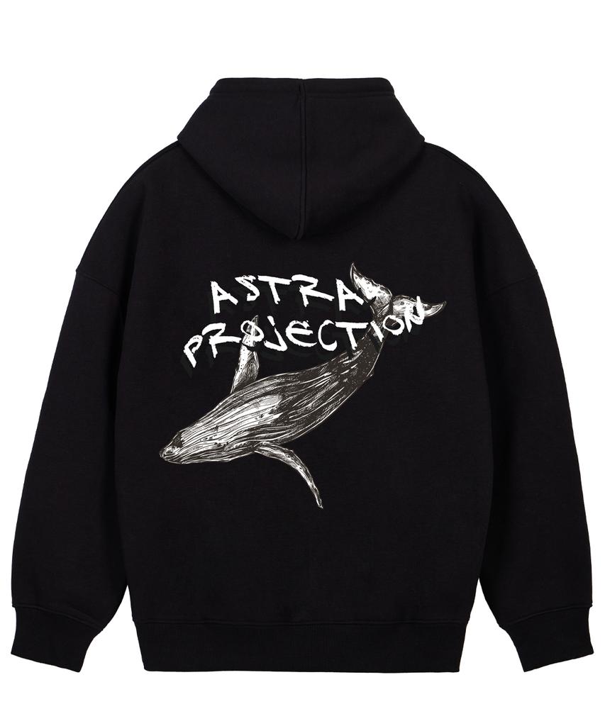 Whale Oversized Wide Shoulder Hoodie_Black