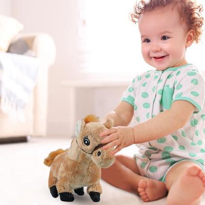 Simulation Plush Horse Toy with Sound Electric Walking Interactive Horse Plushie Toddlers Boys Girls Educational Stuffed Animal Toy