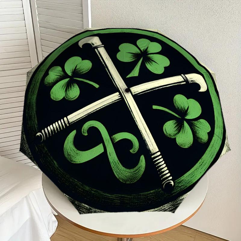 

1pc Hurling Shield with Shamrocks Umbrella with Plastic Handle,Suitable for All Seasons Home Travel Outdoor UmbrellaDD1047