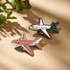 KC gold-plated zinc alloy cartoon airplane brooch pin, bright pink/green airplane pattern, cute and multi-purpose bag hanger