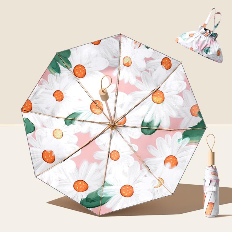 Three-Fold 8-Bone Double-Layer Double-Flower Vinyl Sun Protection Umbrella Uv Protection For Women Sun And Rain Dual-Purpose Sun