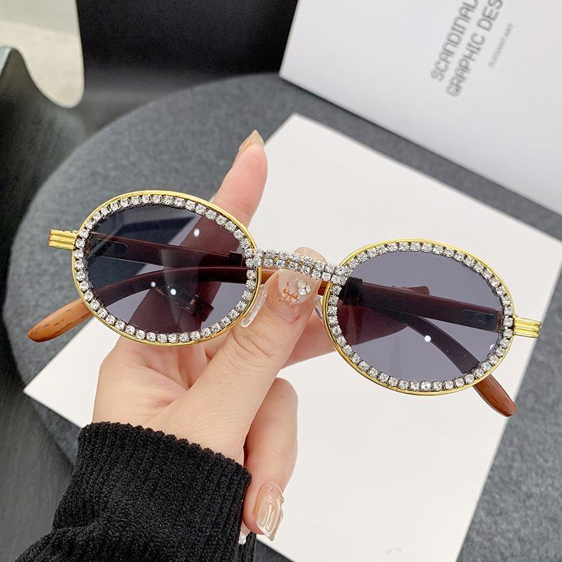 New Fashion Diamond Sunglasses Women Men UV400 Vintage Gradient Lenses Oval Sun Glasses Eyewear With Box