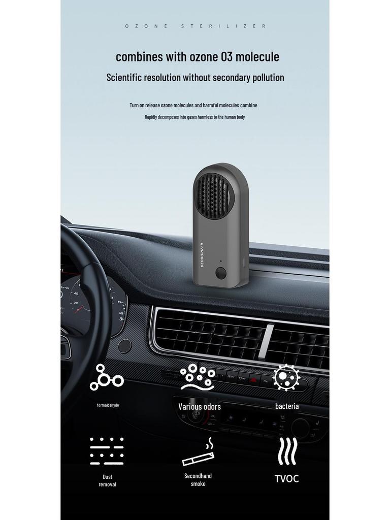 Compact Rechargeable Ozone Air Purifier & Deodorizer for Cars, Shoes, Bathrooms, and Refrigerators