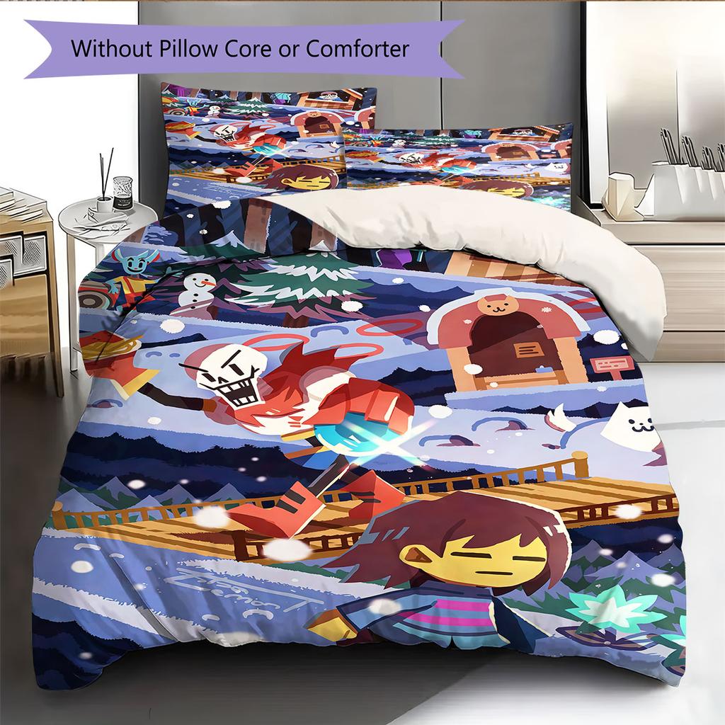 Deltarune Shadow Oath Bedding Quilt Set Quilt Cover Pillowcase Home Decoration Birthday Gift (1 * Duvet Cover + 2 * Pillowcase, Without Core)
