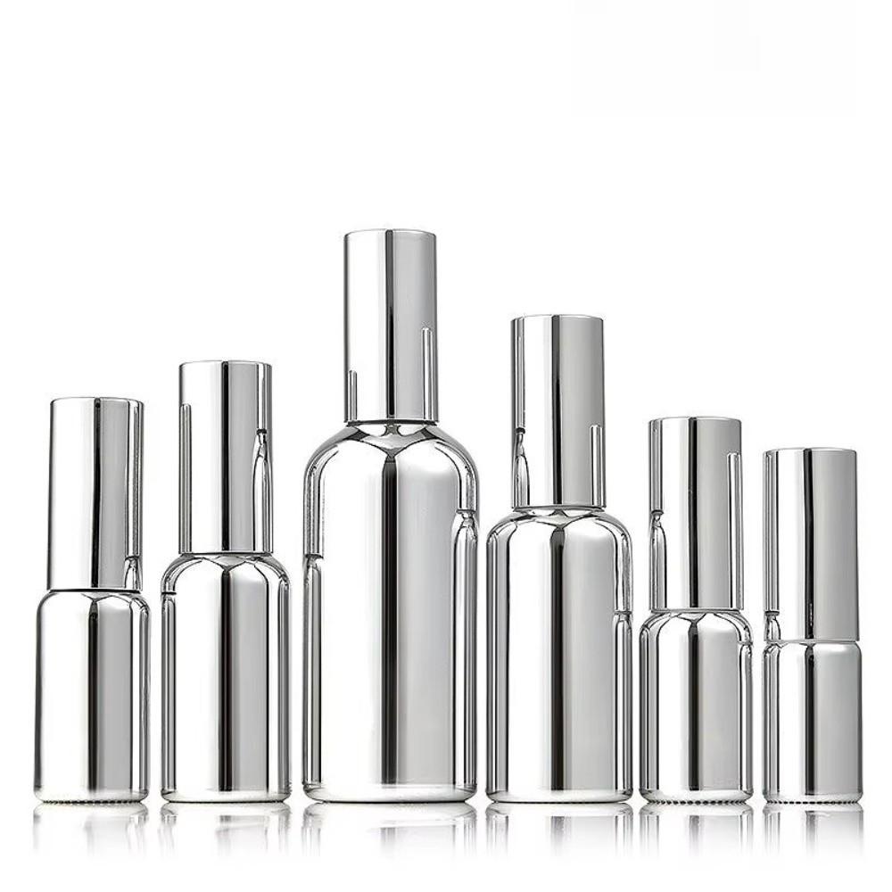 Glass Essential Oil Bottle Silver Electroplated Empty Bottle For Lotion Samples