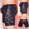 Men Faux Leather Underwear Mid-rise 3D U-convex Snake Leopard Print Shorts Panties Stretchy Skinny