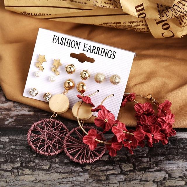 17KM Mode Perle Creolen Set Für Frauen Geometirc Gold Metall Kreis Creolen Brincos 2021 Trend Schmuck Geschenk