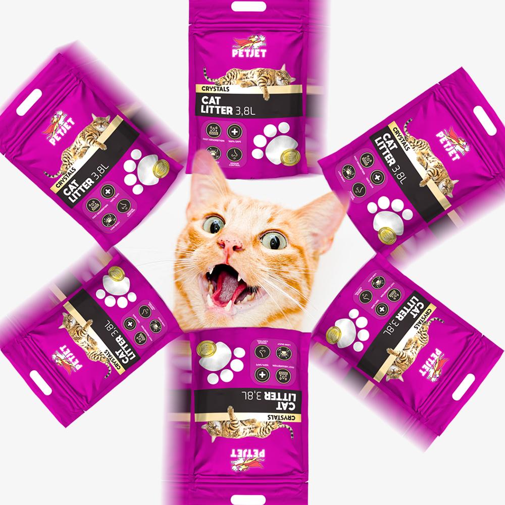 Absorberende siliconen kattenbakvulling petjet voor de kattenbak, niet-klontvormend, efficiënt PetJet