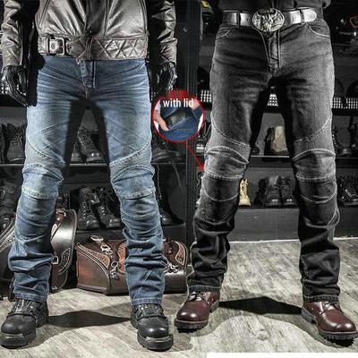 Jeans da Moto Elasticizzati Retro da Uomo – Pantaloni da Equitazione Anticaduta a Gamba Dritta
