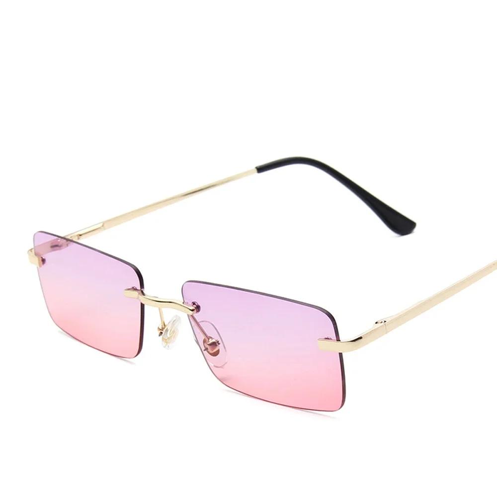 Luxury Designer Sunglasses for Women Rectangle Cutting Shades Frameless Eyeglasses Fashion UV Protection