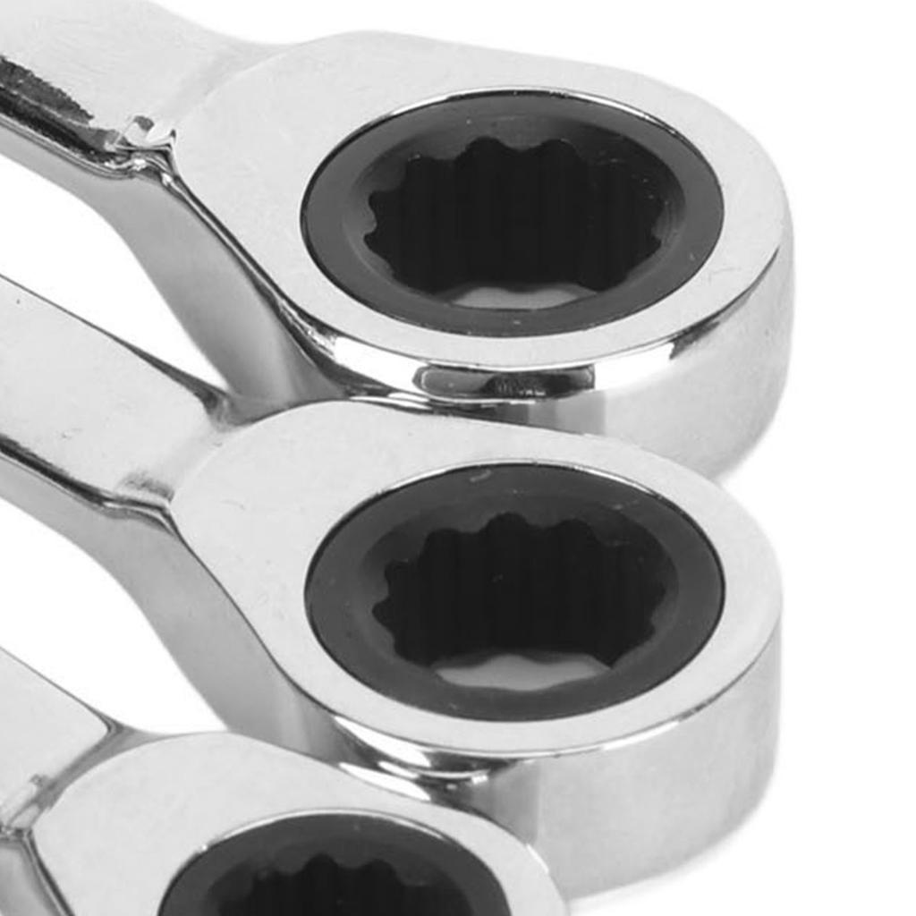 4pcs Short Ratcheting Wrench Set 72 Tooth 8mm 9mm 11mm 12mm Professional Short Wrench for Repair