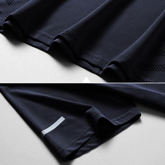 Yaz Erkek Üst Buz İpek Çabuk kuruyan Örgü Kısa Kollu Artı Boyutu O Yaka Gevşek Kontrast Renk İnce Elastik Rahat Kazak Günlük Spor Tişört