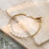 French Light Luxury 18K Gold Baroque Pearl Ot Buckle Bracelet Women'S Fashion Splicing Titanium Steel Hand Jewelry