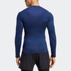Adidas Striped Slim Fit Raglan Crew Neck Long Sleeve T-Shirt Men Tops Blue IC2168