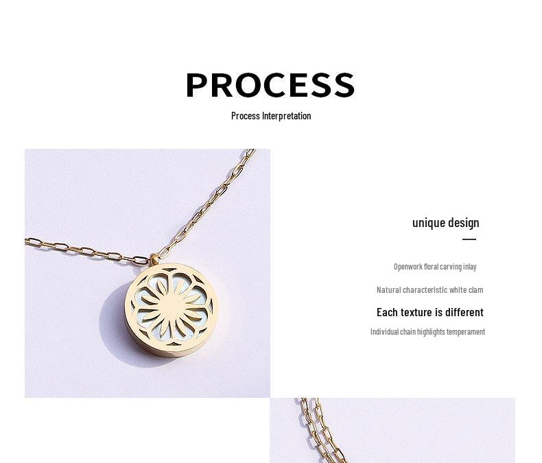 Winter Fashion Sweater Niche: Daisy & Seashell Pendant Necklace in White Titanium Steel