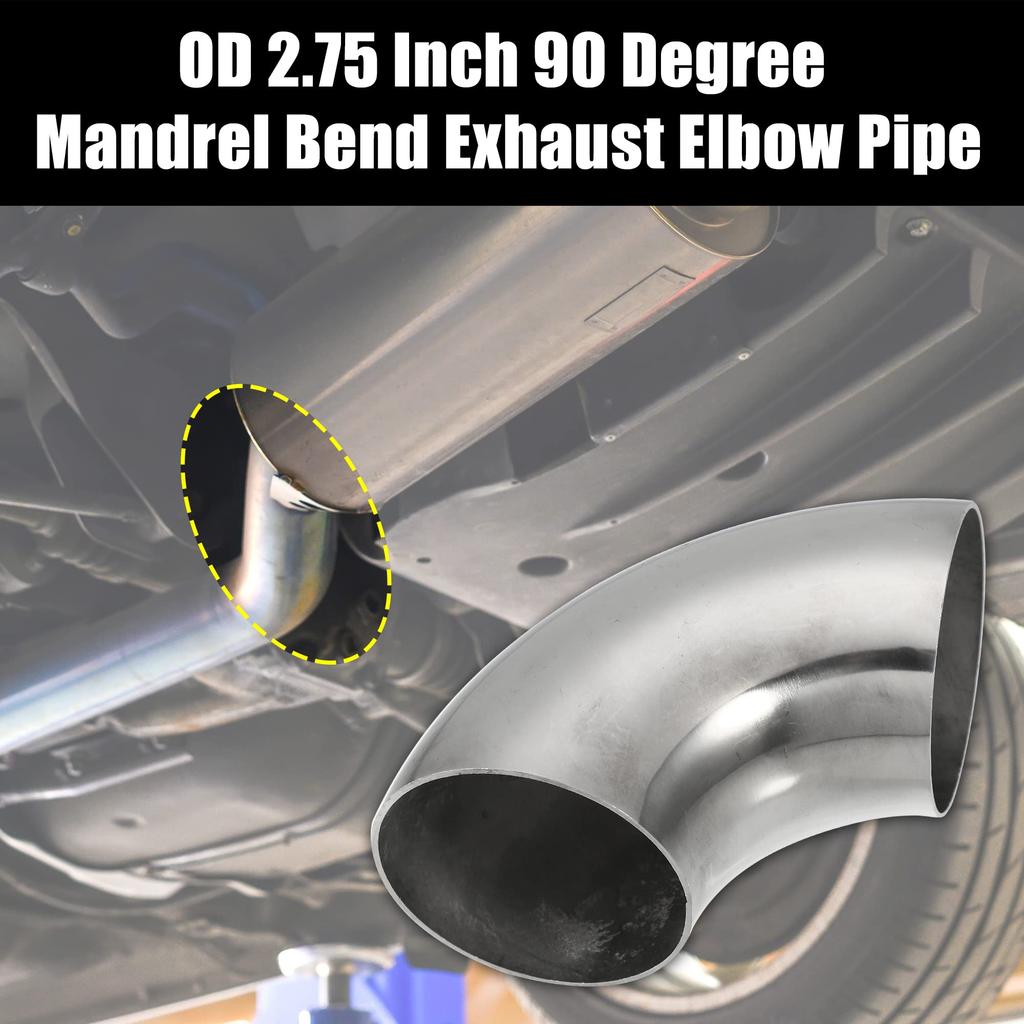 uxcell SS304 Stainless Steel 90 Degree Mandrel Bend Elbow Exhaust Elbow Pipe for Car