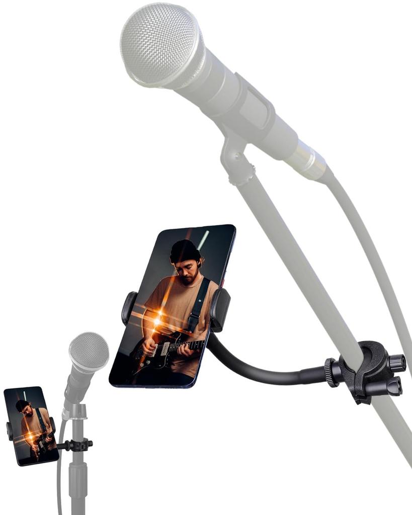 ROTKUEIEE Smartphone Holder for Microphone Music Stand Phone Precision Adjustable Space Perfect for Live Streaming and with All Smartphones Including