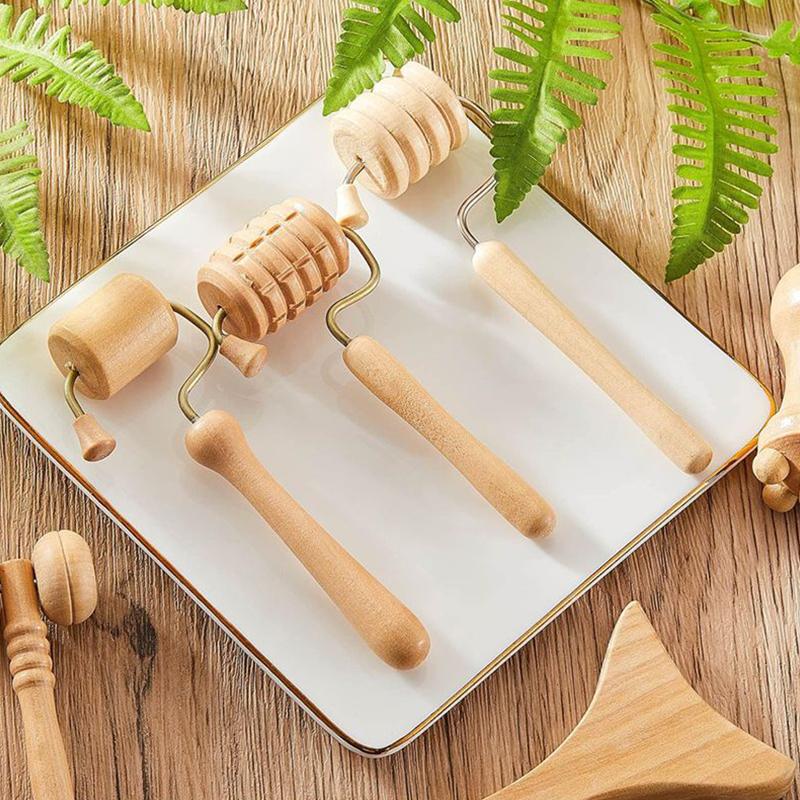Wenge-Massagerollen, Nackenrollen-Massagegerät, Triggerpunkt-Rollenmassagegerät aus Holz, Muskelrolle für Rücken, Gesicht, Taille, Beine, Arme