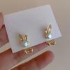 Cute Rabbit Ear Studs Simple Ladies Pearl Earrings Exquisite Rabbit Earrings  Spring Summer