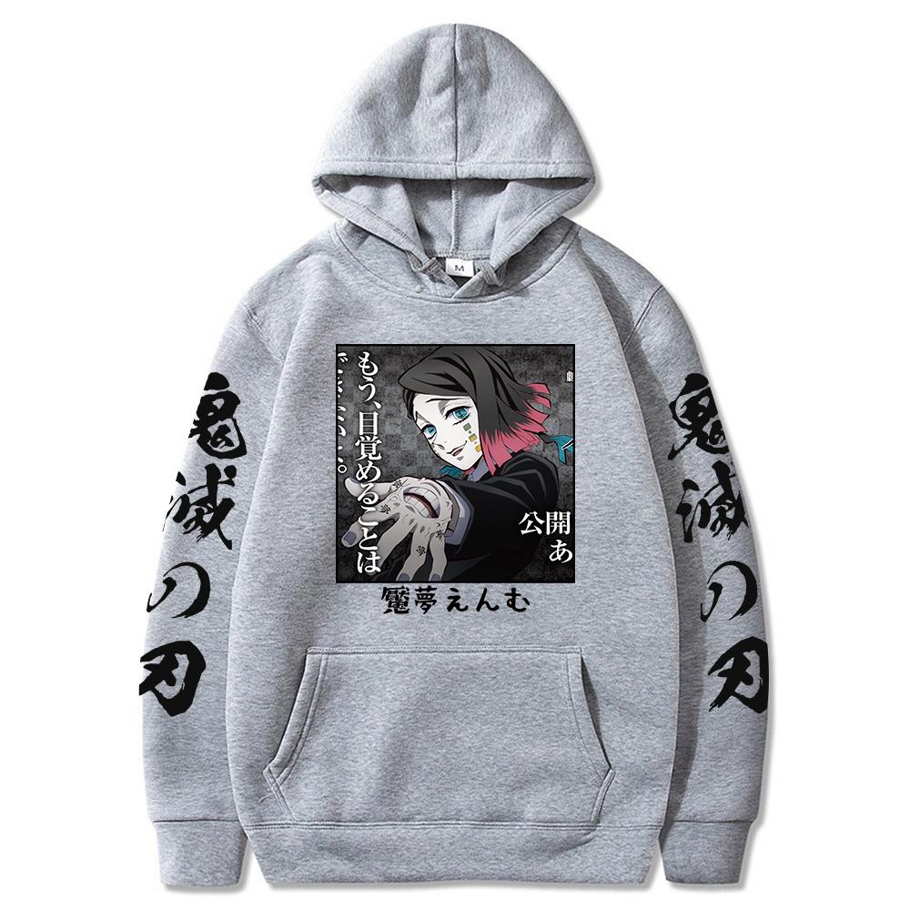 

Аниме Demon Slayer Толстовка Enmu с принтом Мужская модная толстовка с капюшоном уличная одежда повседневные толстовки Sudaderas толстовка S серый