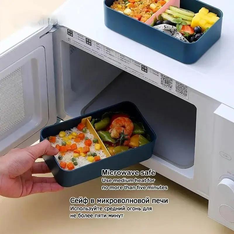 Portable Lunch Box for Kids School Microwave Plastic Bento Box with Movable Compartments Salad Fruit Food Preservation Container