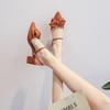 6807-36 Rear empty pointed middle heel sandals women's 2025 gentle and versatile summer thick heel single shoes